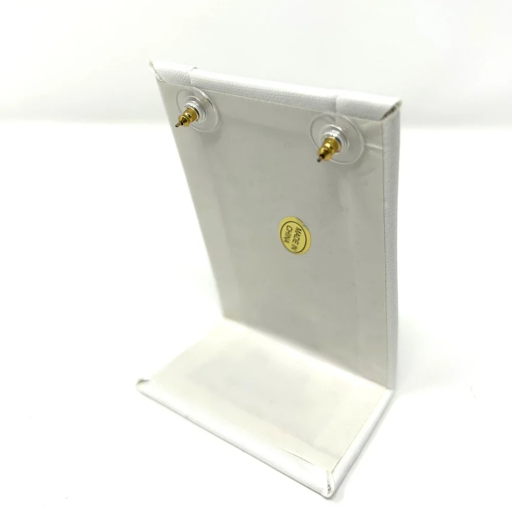 VTG Laurel‎ Burch Tori Mon Enamel Art Deco Square Stud Earrings Gold Tone